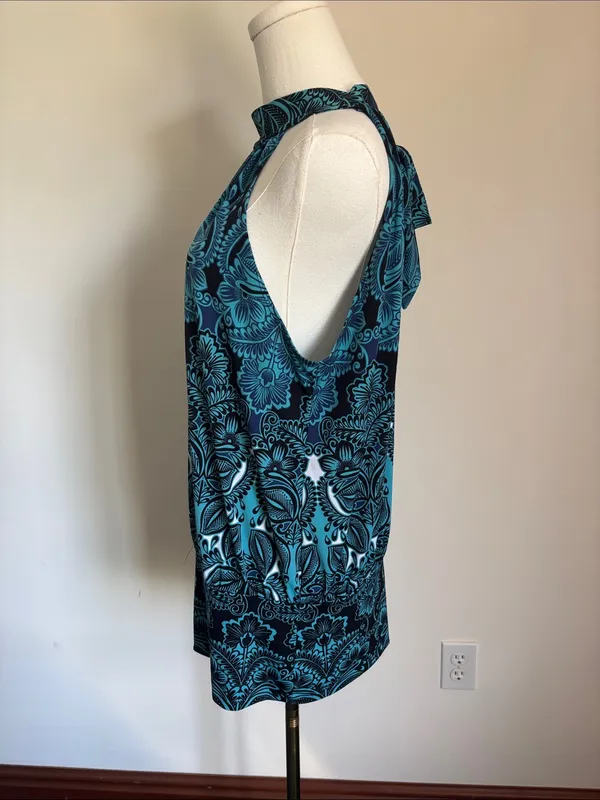 Liz Claiborne Teal and Black Halter Tunic - Image 3
