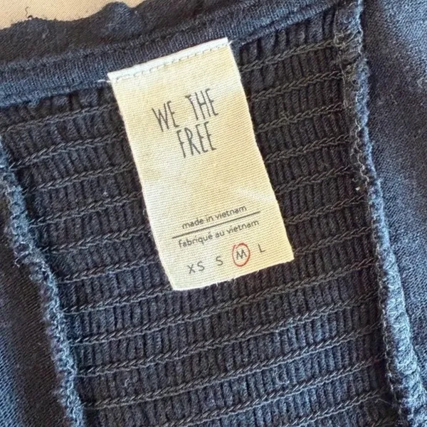 Free People We The Free Black Tassel Tie V-Neck Linen Blend‎ Top Size M - Image 6