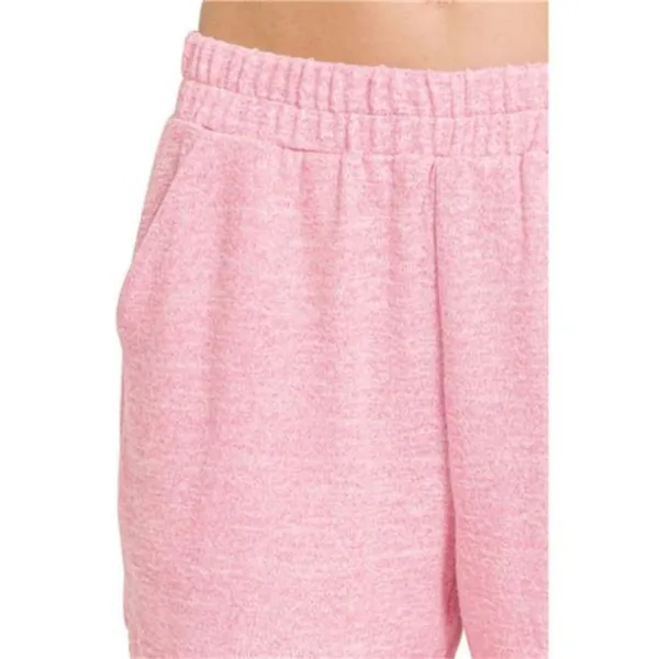 Zenana Soft Melange Hacci Elastic Waist‎ Band Shorts - Image 2