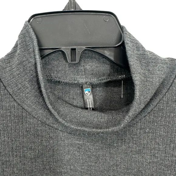 Kuhl Women's Gray Ribbed Long‎ Sleeve Mockneck Top Knit Shirt Hiking Outdoors - Image 2