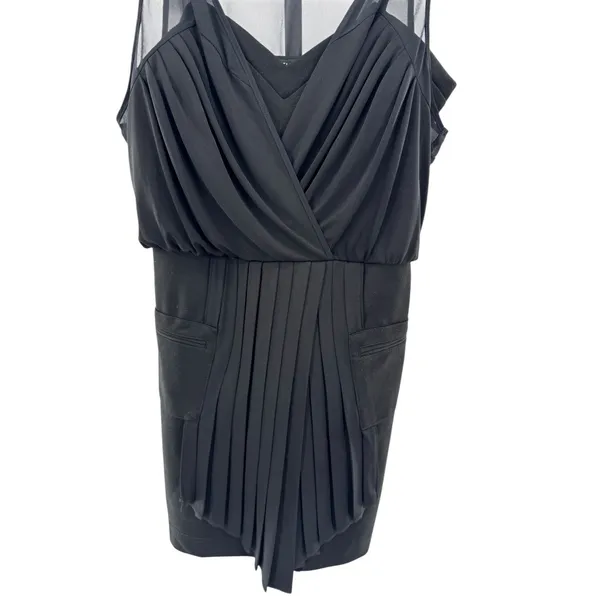 Black Sleeveless‎ Sheer Neckline Ruched Sheath Dress WAREHOUSE UK12 - Image 3