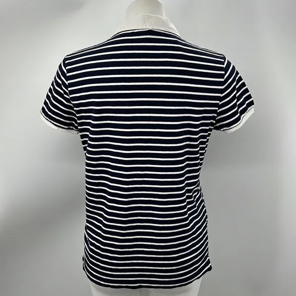 Jones New York striped short sleeve polo navy and white - Image 6