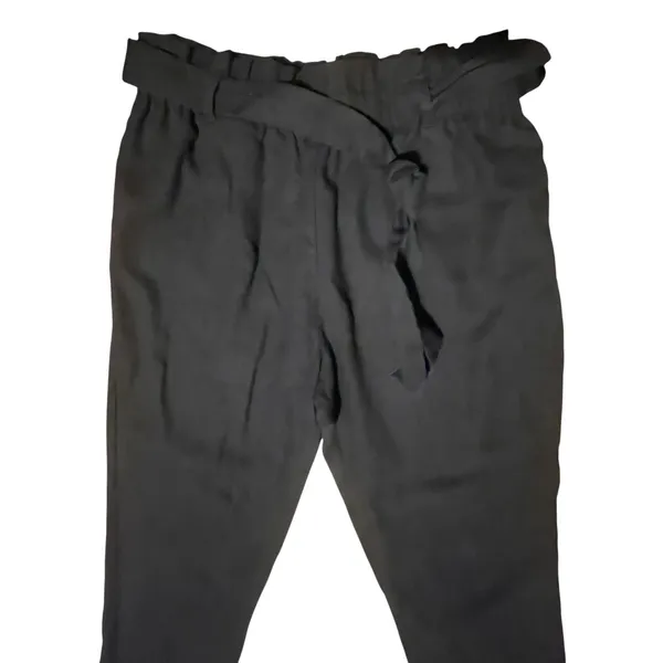 Active USA Black Paperbag Waist‎ High Rise Tapered Leg Tie Belt Pants Medium - Image 5