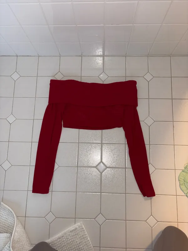 Red Off-The-Shoulder Garage Top - Image 2