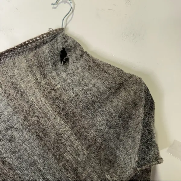 Free People Latitude 30 Wrap Poncho Shawl Rainbow Gray Fringe Sweater Stripe‎ - Image 14