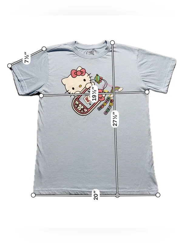 Hello Kitty Sanrio T Shirt Adult Medium Blue Y2K Cell Phone Graphic Tee 2025 - Image 4