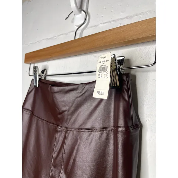 NEW Offline by Aerie SMALL Real Luxe Faux Leather High Waist Legging Dark Brown - Image 6