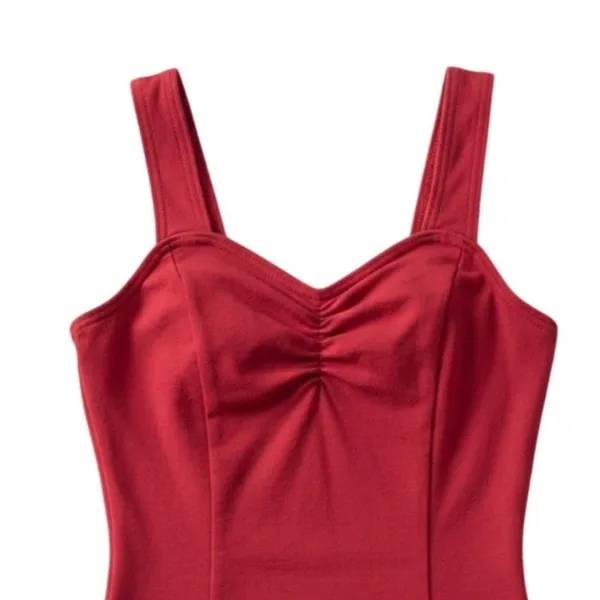Capezio Adult XS Tank Leotard Red Garnet Scoop Neck Dance Lined Cotton Blend - Image 3