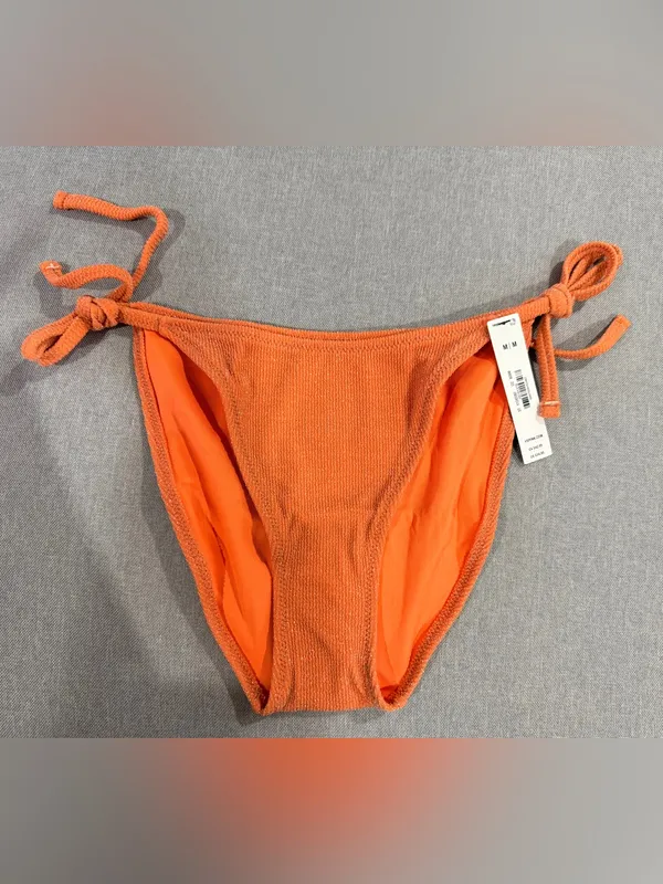 PINK Victoria’s Secret Textured Glitter Bikini Set Orange Coral Medium NWT - Image 11