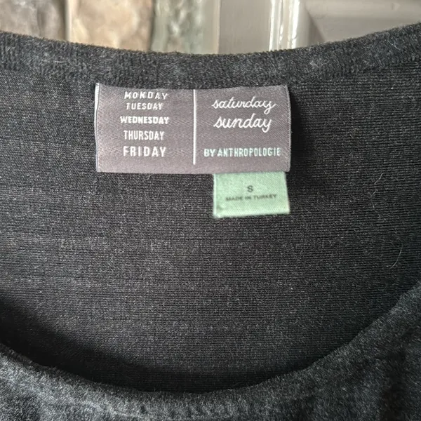 Anthropologie‎ 3/4" Sleeve Scoop Neck Striped Sweater, small - Image 4