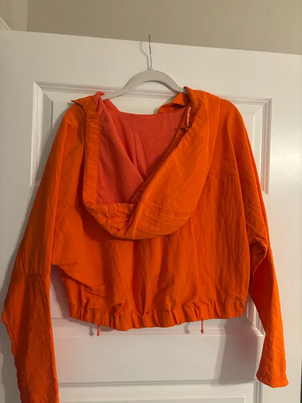 Free People Movement Ride the Wave Crop Hooded Jacket Orange - Image 2