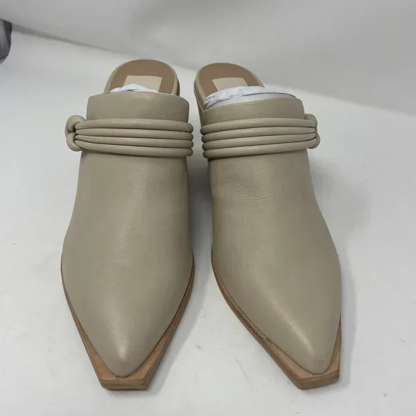 NEW Dolce Vita Sita Mules 9 Sand Nubuck Pointed Toe Block Heel Leather Slip On - Image 4