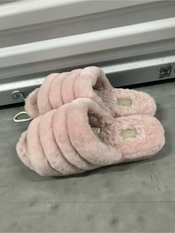 UGG Fluff Yeah Slide Women 11 Pink Sheepskin Platform Slingback Sandal Slippers - Image 3