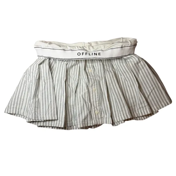 OFFLINE by Aerie NWT Oxford Pleated Tennis Skirt Striped‎ Athleisure Size Large - Image 6