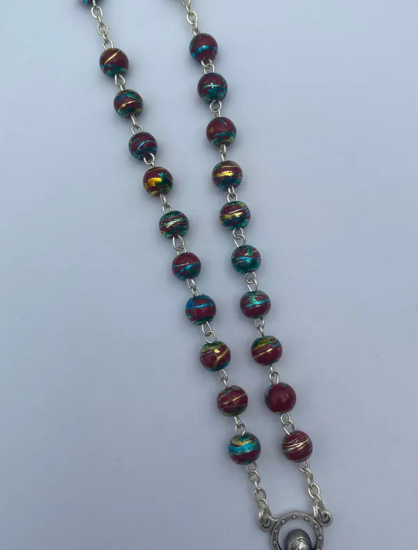 Rosary Red Multicolored Religious Catholic Prayers - Image 5