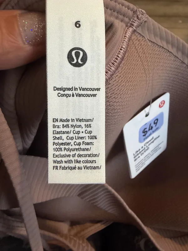Lululemon Like A Cloud Longline Bra *Ribbed D/DD Ashen Rose Size 6 NWT - Image 5
