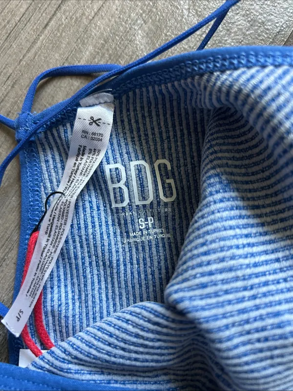 BDG Light Blue Ribbed Bodysuit with Royal Blue Trim - Image 2