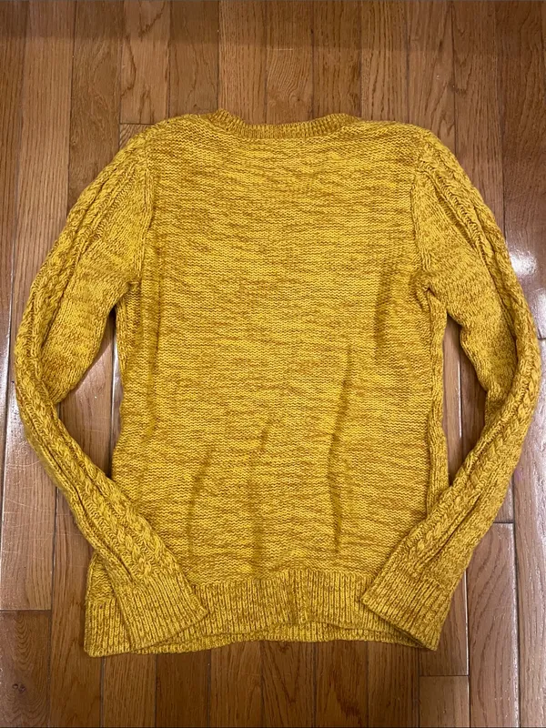 Old Navy Bright Yellow Marled Cable Crewneck Sweater - Image 3