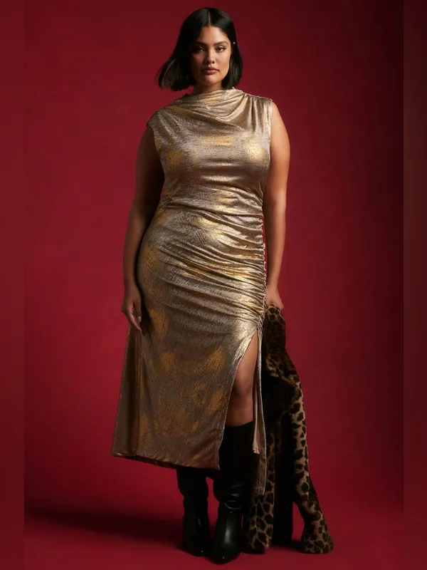 Anthropologie The Maya Ruched Cowl-Neck Dress: Shine Edition - Image 3