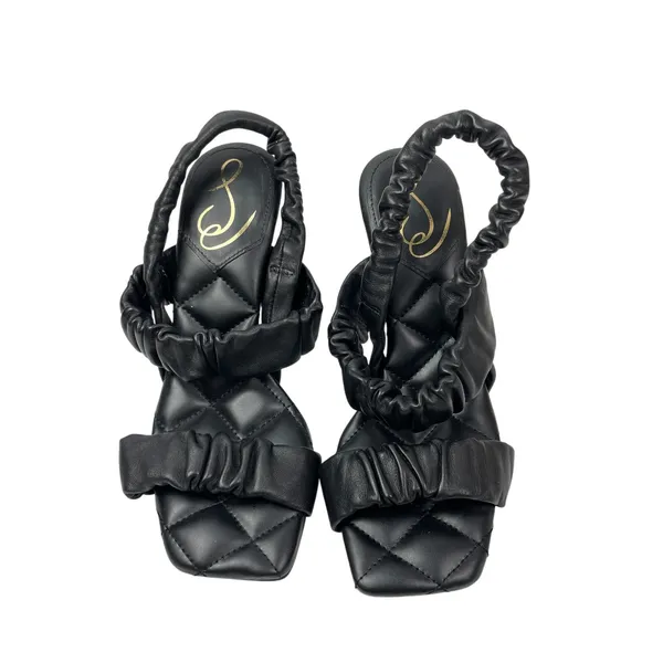 Sam Edelman Marlena Black Ruffle Ruched Slender Slingback Heel Sandals Size 7 - Image 2