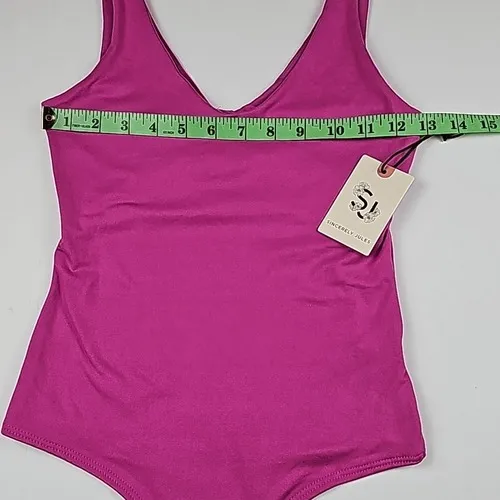 Sincerely Jules‎ -388 Pink V-Neck Polyester Blend Sleeveless Bodysuit Size XS - Image 7