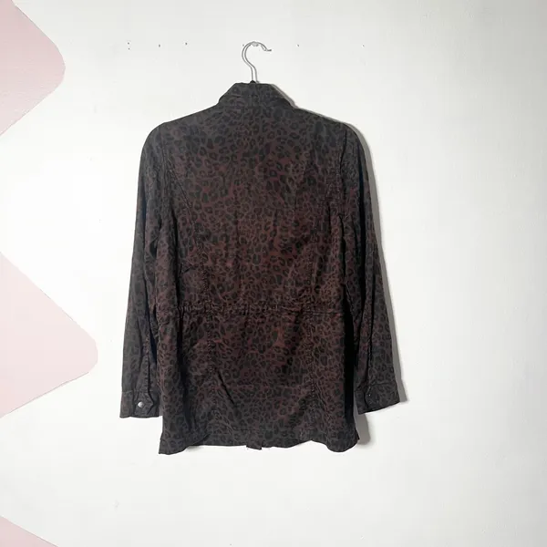 Dear John Utility Jacket Womens Small Brown Leopard Print Military - Image 2