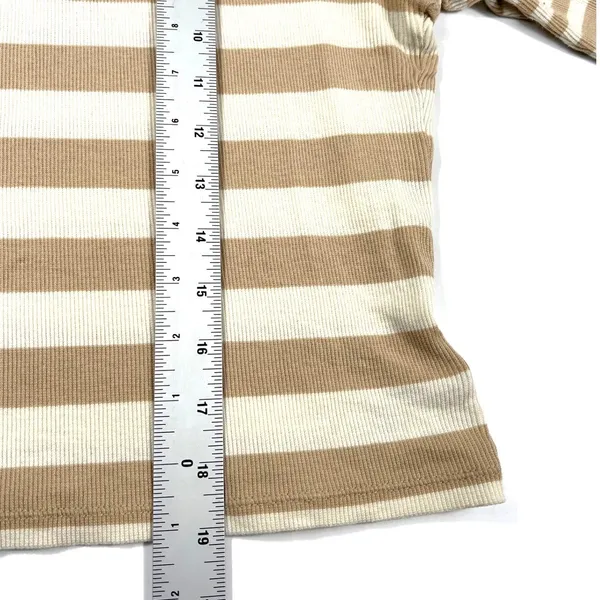 Madewell Striped‎ Turtleneck Top Tan Cream Ribbed Long Sleeve Meduim Casual EUC - Image 8