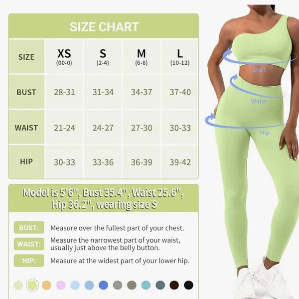 Amazon Sportneer Avocado Green Ribbed Seamless Gym Yoga Leggings Pants - Image 2