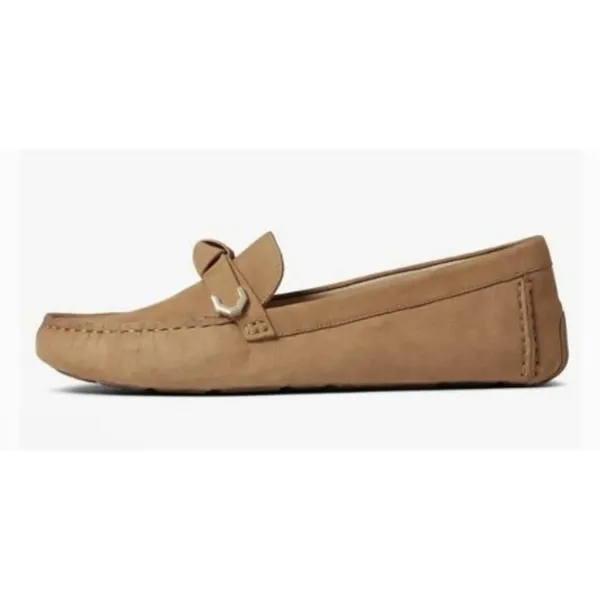 Cole Haan Women's Evelyn Bow Driver Suede Loafers Size 7 Birch Leather - Image 2