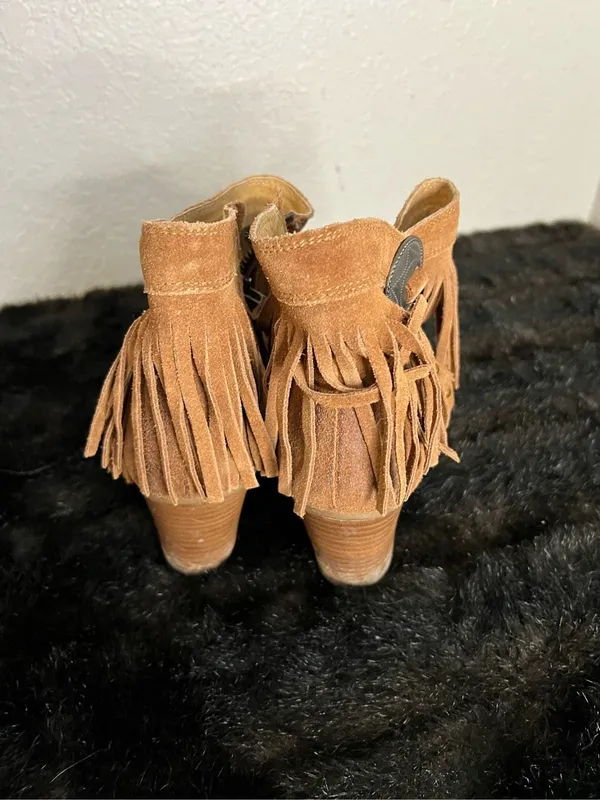 Womens Ariat Unbridled Rust Suede Fringe Ankle Boots Boho Sz. 8.5 - Image 6