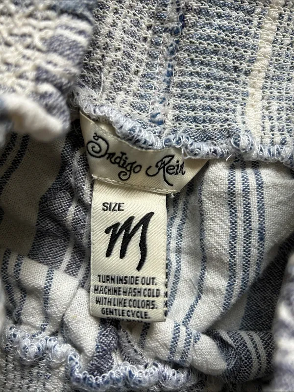 Indigo Rein Blue and White Striped Smocked-Waist Wide Leg Pants - Image 2