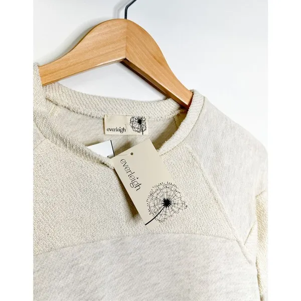 Everleigh Shirt Womens Steipe Knit Pullover Sweater Cream Oatmeal Medium NWT - Image 6