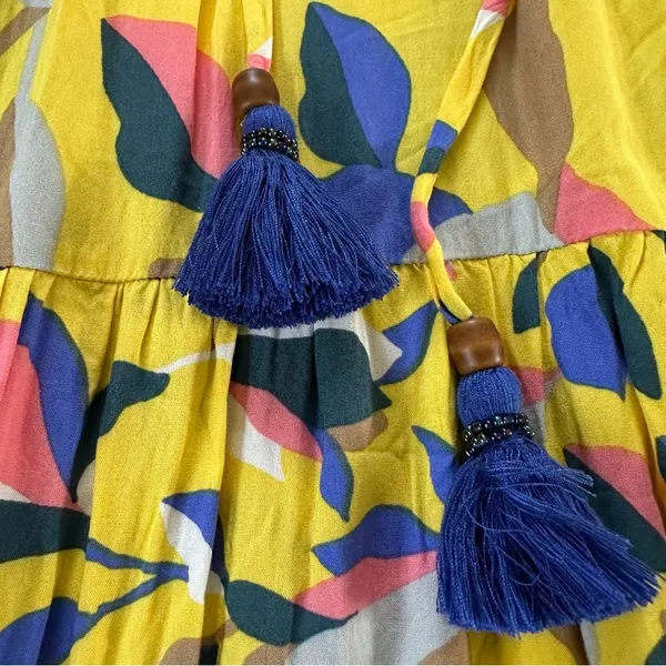 MAAJI Strapless Long Smocked Tiered Maxi Dress Floral Hamilton Bay Print Size M - Image 10