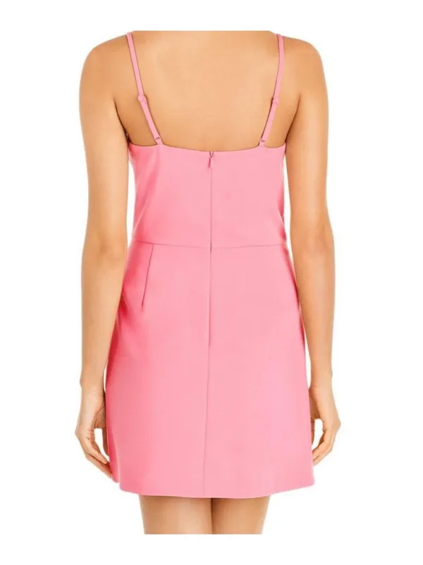 French Connection Whisper Sleeveless Asymmetric Hem Pink Mini Dress size 4 - Image 2