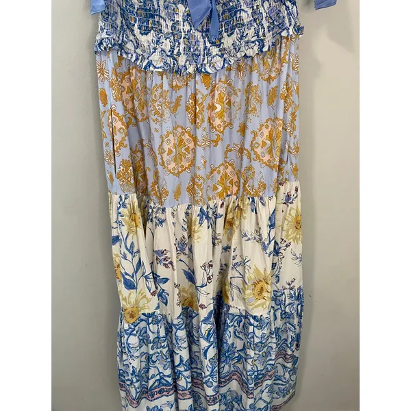 Free People Tie Strap Printed Boho Maxi Dress Size XS - Image 5