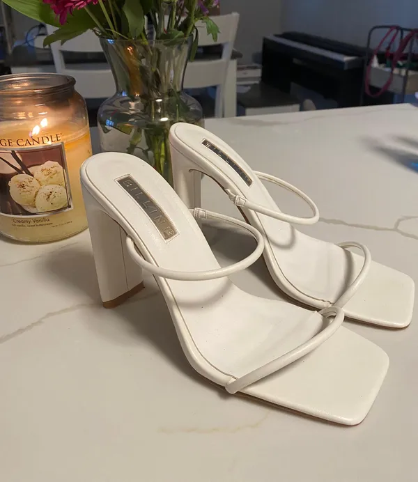 Boutique White Strappy Heels - Image 2