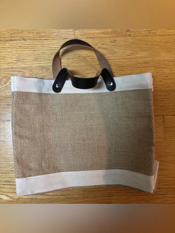 Shorebags Jute Cotton Lined Mini Preppy Coastal Beach Resort Market Tote Bag - Image 2