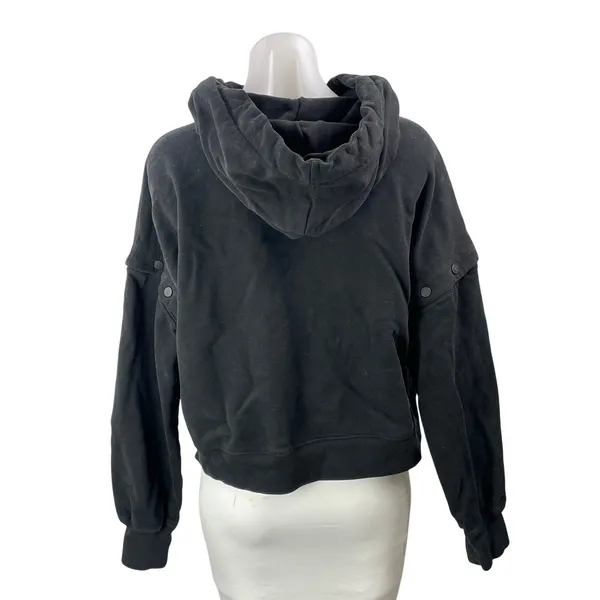 AllSaints Women's Black Spell Out Logo Zip Hoodie Hooded Sweatshirt Top Size S - Image 3
