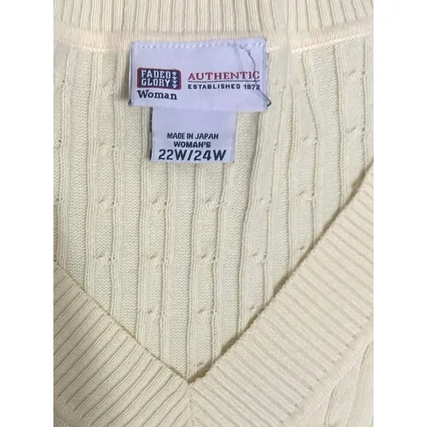 VTG Faded Glory Cotton Blend Cable Knit Sweater Buttery Yellow Plus 3X 22W/24W - Image 4