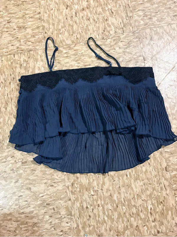 Y2K Free People Intimately Dark Navy Pleated Cami - Image 2