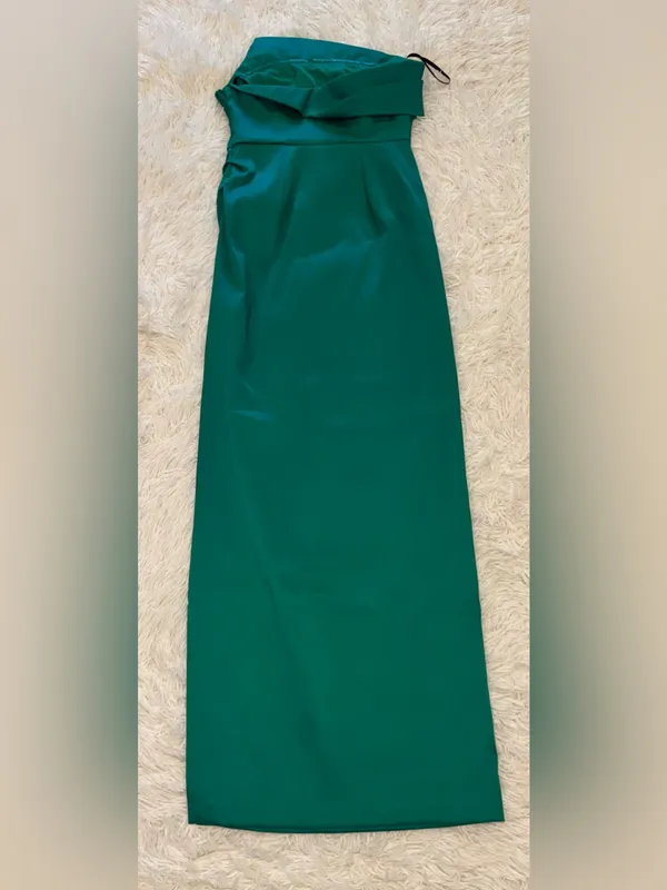 NEW Donna Karan New York Ruched Strapless Lawn Lwn emerald Green Gown Sz 4 - Image 8