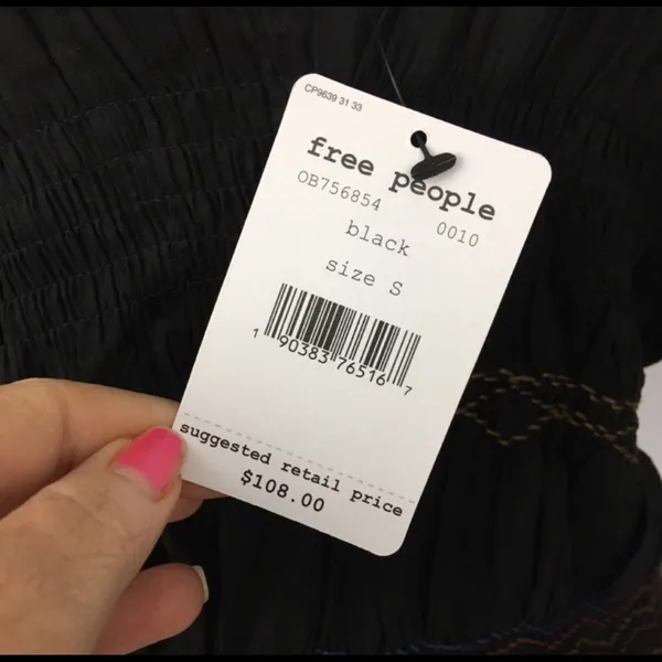 Free People black rainbow smocked dress boho Small - Image 3