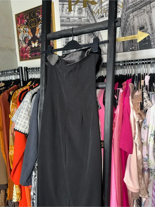 SHEIN BAE Black Satin Trim Strapless Tuxedo Midi Dress Women’s XS New NWT - Image 6
