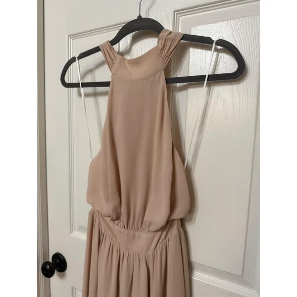 Reformation High Halter Neck‎ Open Back Maxi Dress Blush Nude Formal Gown - Image 6