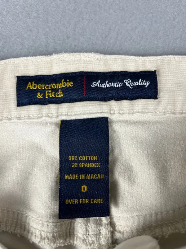 Abercrombie & Fitch Off-White Y2K low rise split hem corduroy Size: 0 - Image 2