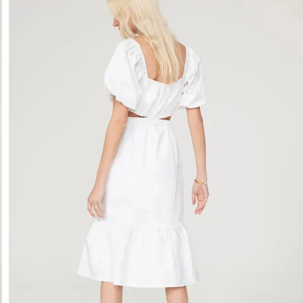 Louna White Prairie Midi Dress XL Cottagecore Cotton Cutout Vacation Party $355 - Image 3