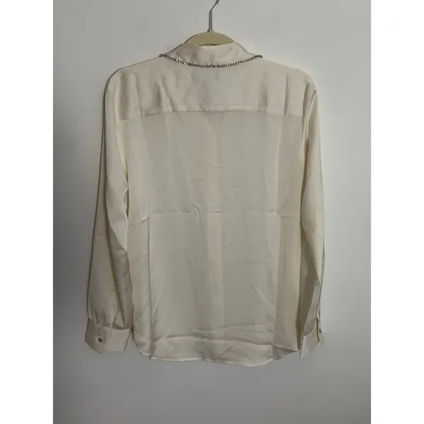 Ann Taylor Cream Rhinestone Blouse NWT size MP - Image 5