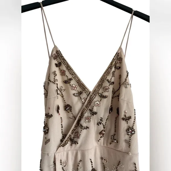 NEW Altar'd State Dress Women's Analia Beaded Spaghetti Strap Nude - Image 2