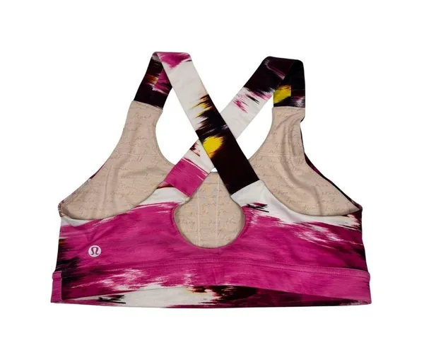 Lululemon Energy Bra Pink Purple‎ Brushstroke Abstract Sports Bra Size 8 - Image 3