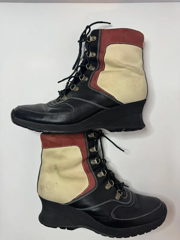 Timberland Tri-Color Nubuck Leather Boots Size 8M - Image 6